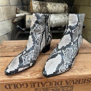 Snakeskin Ankle Boots by Marc Fisher, excellent condition, Size 8 medium